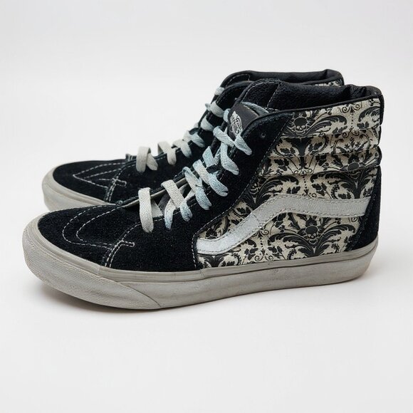 VANS Sk8-Hi Skull Tapestry Black/Bone High Top Men’s Size 8 Skate - Picture 2 of 5